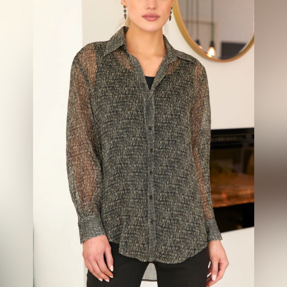 Finley Monica Pixel Chiffon top blouse women’s XS